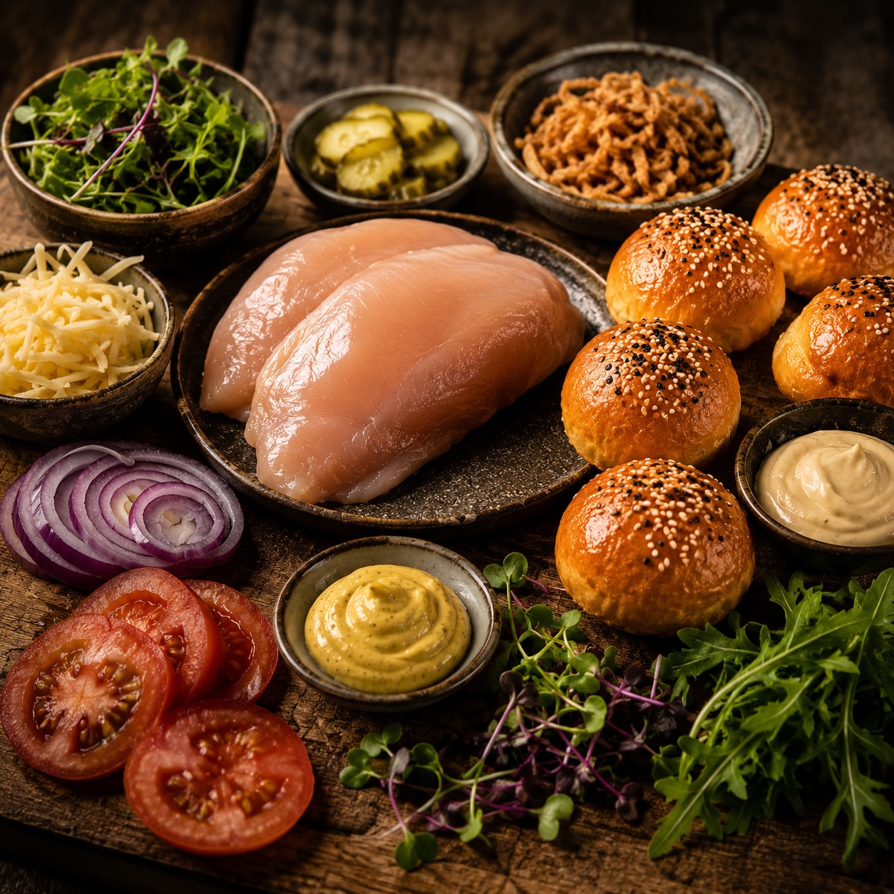 Zutaten für Mini Burger mit Maishendlfilet