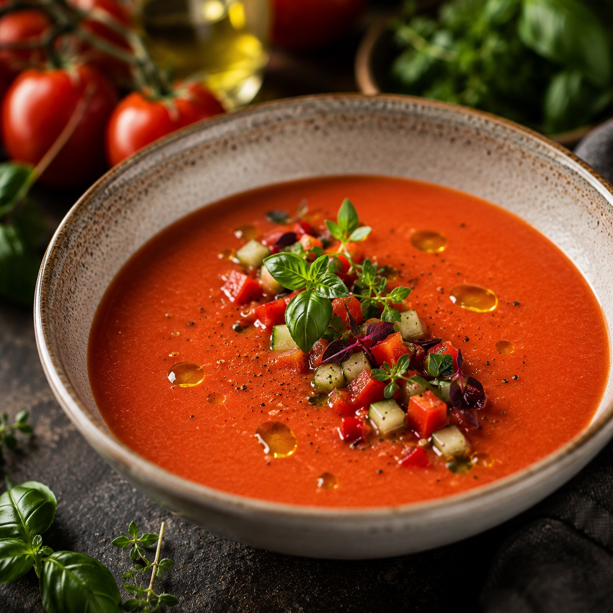 Gazpacho elegant angerichtet