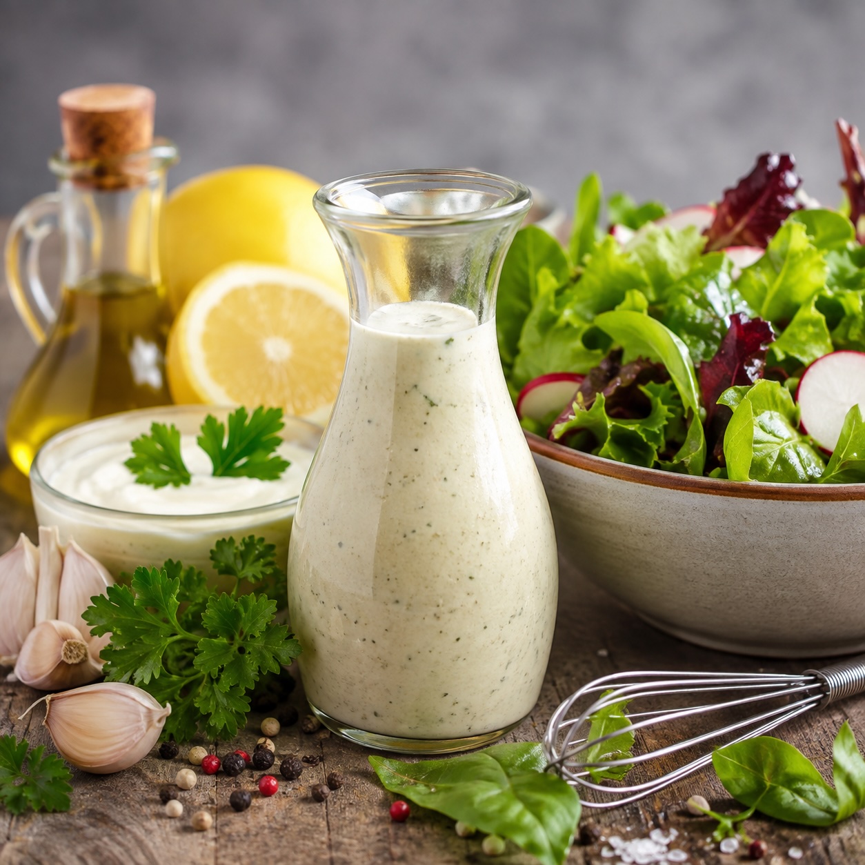 Cremiges Salatdressing mit Senf, Honig und Balsamico